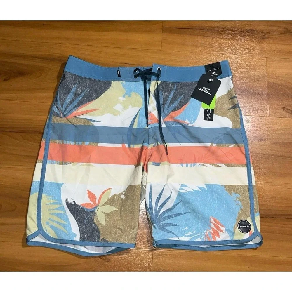 Mens NWT O'Neill Multi Color Beach Swim Stretch Boardshorts
